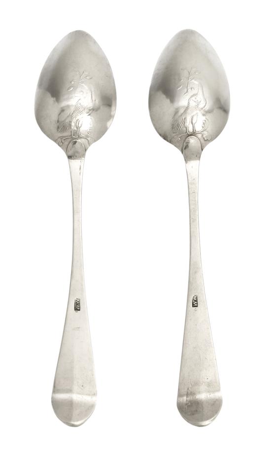 A Pair of American Coin Silver Spoons