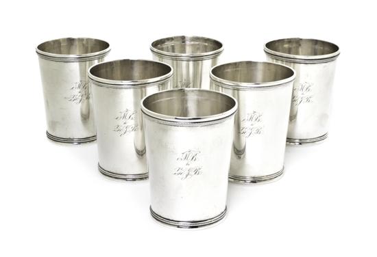 A Set of Six American Coin Silver Juleps