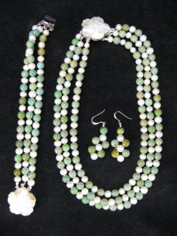 Turquoise Pearl Jewelry Suite sea 14e7a2