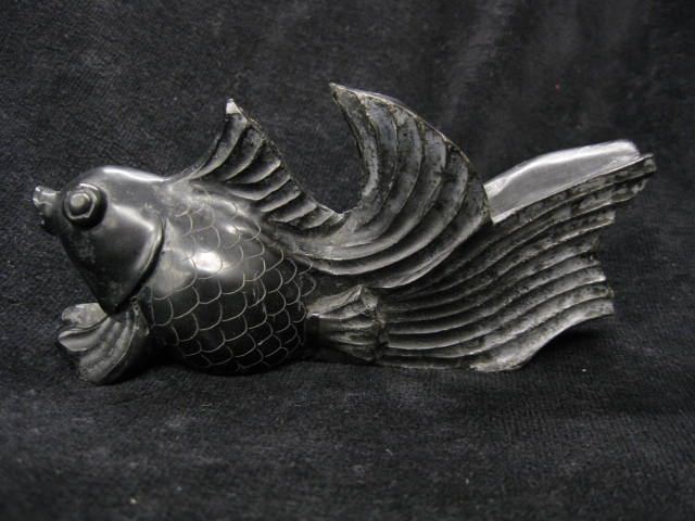 Carved Black Soapstone Figurine 14e7bf