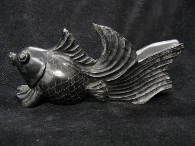 Carved Black Soapstone Figurine