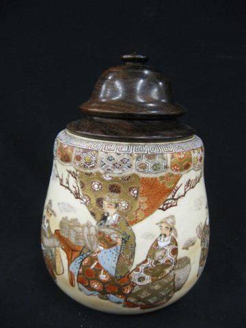 Japanese Satsuma Pottery Jar scholars 14e804