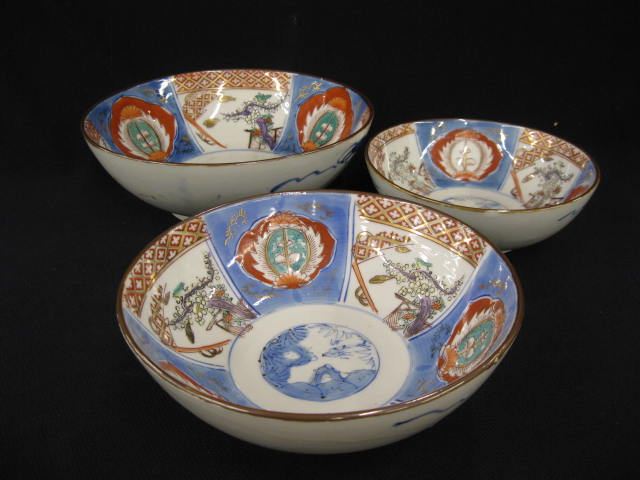 Nest of 3 Japanese Imari Porcelain Bowls