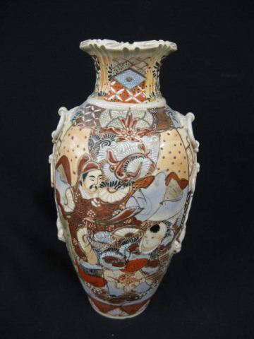 Japanese Satsuma Pottery Vase samurai 14e809