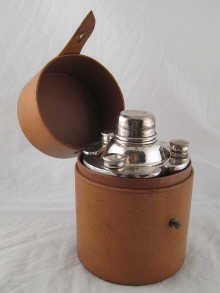 A pigskin leather cased travelling