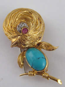 A French hallmarked 18 carat gold bird