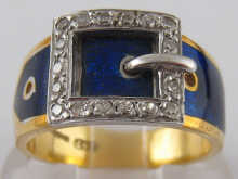 An 18 carat gold and blue enamel