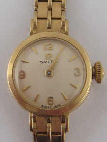 A 9 carat gold Omega ladys wrist watch