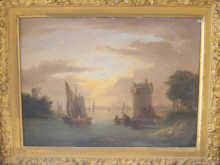 An oil on canvas river scene of 14e8d5