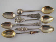 Six various Chinese silver teaspoons