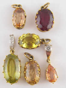 Six gem set pendants including 14e91c