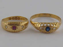 An 18 carat gold diamond and sapphire