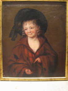 An oil on canvas portrait of a young