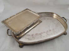 A rectangular silver tray with 14e9e5