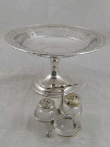 A silver plate mounted cut glass