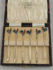 A boxed set of six silver gilt 14ea01