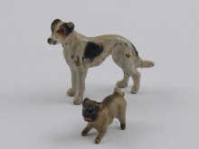 Two cold painted miniature bronze dogs