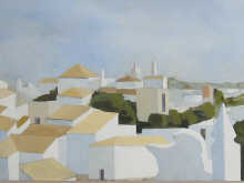 An acrylic on board townscape ''