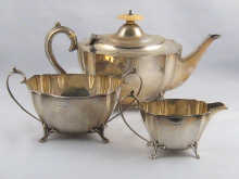 A three piece silver tea set hallmarked