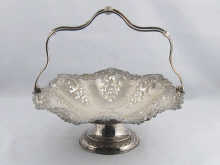 A silver swing handle basket with