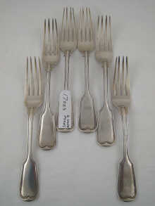 A set of six Silver Fiddle and
