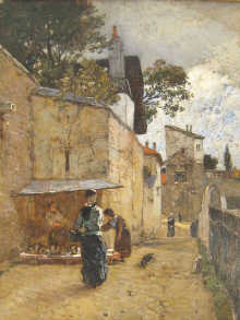 Oil on board Parisian street scene 14eb69