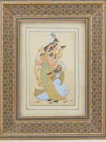 A framed and signed Persian miniature