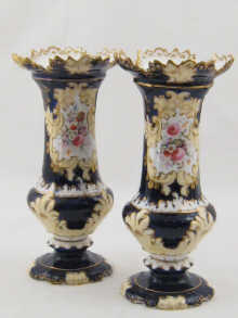 A pair of Coalport vases in cobalt blue