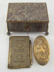 A brass mounted hardstone jewel box