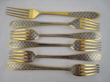 Six Soviet Russian parcel gilt silver