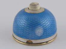 A blue enamelled silver bell push marked