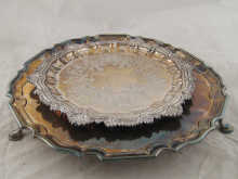 A silver plated salver with cast