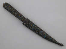 A cloisonne silver dagger and scabbard