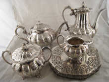 A four piece Viners plated teaset of