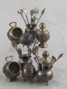 A quantity of Oriental white metal