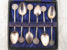 A boxed set of six Chinese silver