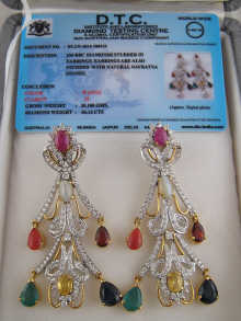 A pair of diamond and multi gem 14f026