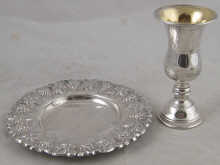 A hallmarked silver kiddush cup approx.