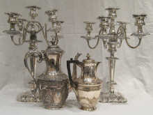 Silver plate; a pair of four branch