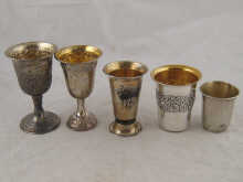 Five various goblets three marked