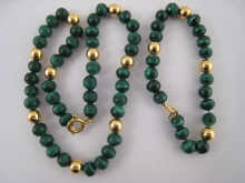 A malachite necklace and bracelet