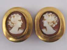 A pair of 9 carat gold cameo earrings