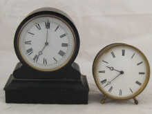 An ebonised drum mantel clock ht  14f189