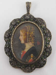 A hand painted miniature of a lady