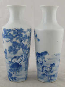 A pair of Chinese blue and white vases