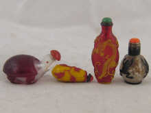 Four Chinese glass overlay snuff 14f1e3