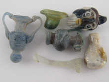 Six miniature glass items (possibly