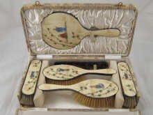 A 6 piece silver and enamel brush 14f207