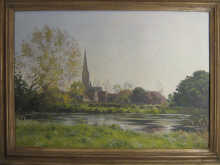 A framed oil on canvas landscape