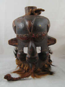 An African tribal helmet mask with